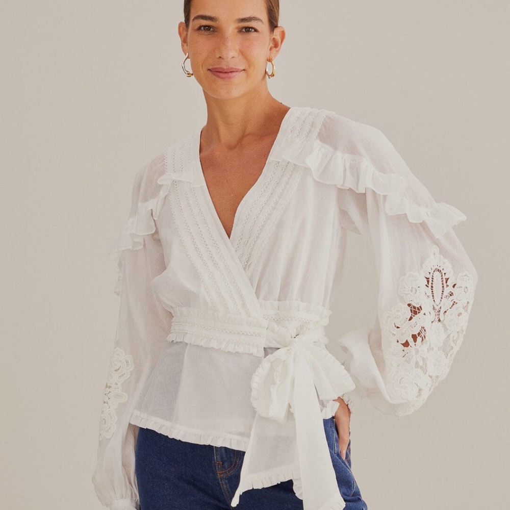 Off-White V Neck Blouse.